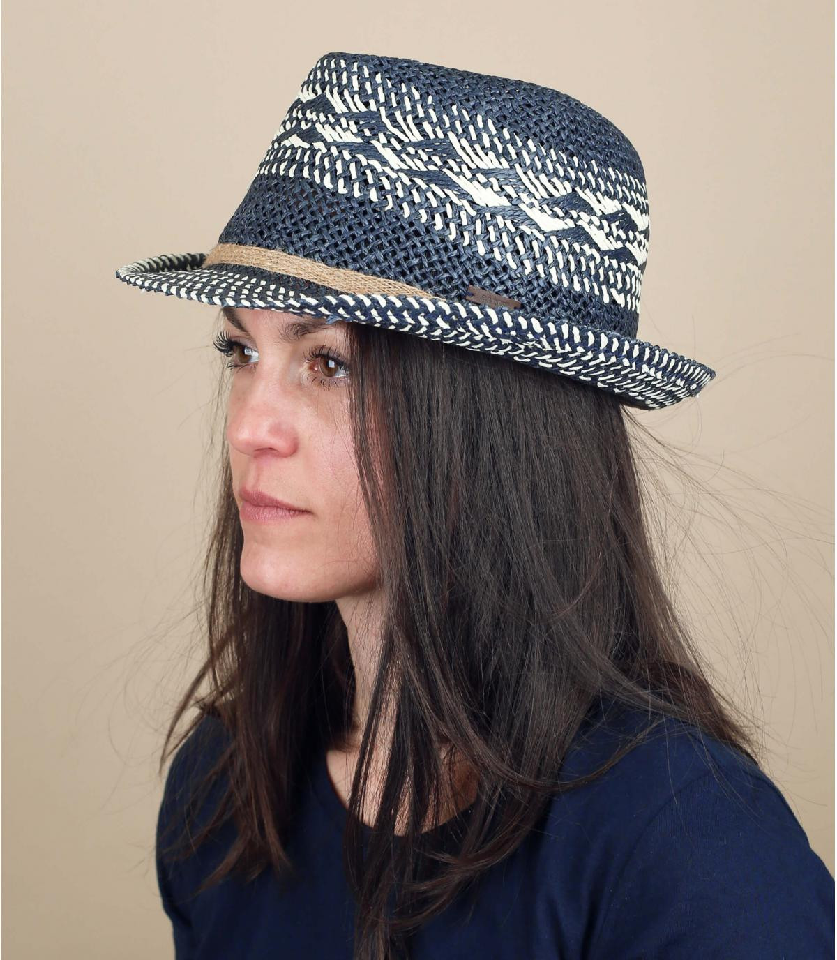 trilby paille bleu motif Tarragon navy